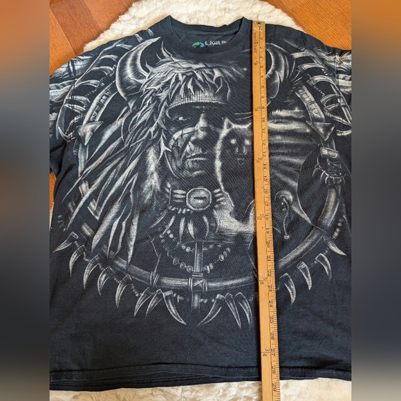 Vintage liquid blue native American wolf dream catcher T-shirt black XXL - Picture 7 of 7